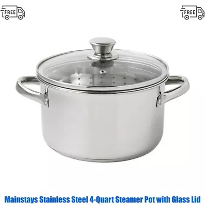 Mainstays Stainless Steel 4-Quart Steamer Pot With Glass Lid • $16.37