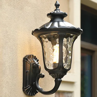Traditional Outdoor Garden Wall Light Lantern Coach Lighting Vintage Glass Lamp • £20.95