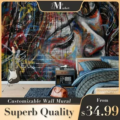 Fashionable Women Graffiti 3D Wall Mural Bedroom Australia Wallpaper Murals • $34.99