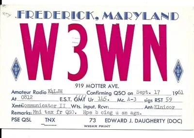 $5.52 • Buy QSL 1961 Frederick MD   Radio Card