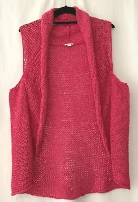 J. Jill Pure Jill Size L  Knit Sweater Vest Top Raspberry Cotton Blend VeRsaTiLE • $18.50