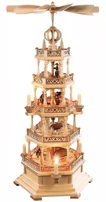 German Christmas Pyramid Erzgebirge Motif 4-tier Height 77 Cm /.. MU 10688 NEW • $1302.53