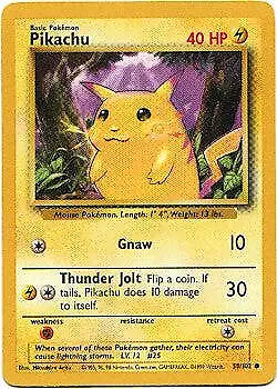 Pokemon BASE UNLIMITED Common Card - Pikachu 58/102 • $2.56