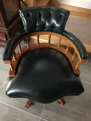 Chesterfield  Captains Executive CEO Director Desk Office Chair - Dark Green • $995