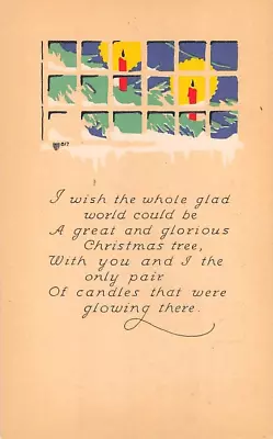 VOLLAND ARTS & CRAFTS CHRISTMAS POSTCARD ~ DECORATED TREE AT WINDOW ~ 1910s • $9.49