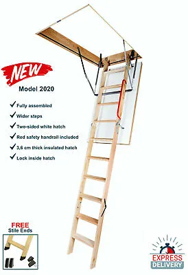 Optistep Wood Timber Folding Loft Ladder Hatch 60cm X 120cm (280cm) Attic Stairs • £138.98