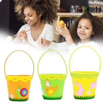 £3.53 • Buy 2023 Chick Treat Bucket Easter Felt Basket Treat Basket Handle Egg Hunt M4R7