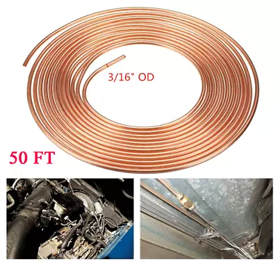 50 Foot 3/16 OD Coil Rolls All Size Fittings Copper Nickel Brake Line Tubing Kit • $33.23