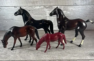 Vintage Hartland Plastics Horse Lot Of 4 Black Brown Maroon (READ) • $21.99