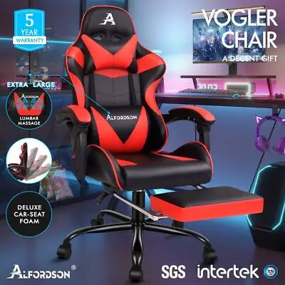 ALFORDSON Gaming Chair Office Executive Racing Footrest Seat PU Leather Multiple • $139.95