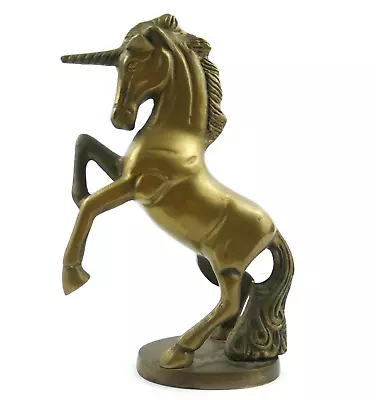 Vintage Brass Unicorn Figurine Sculpture Mythological Rearing • $12.99