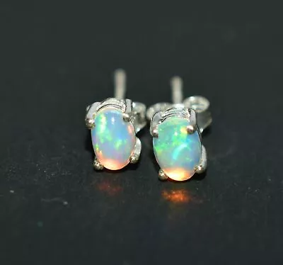 925 Solid Sterling Silver Ethiopian Opal Stud Earring B • $7.06