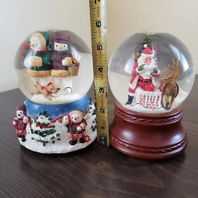 Musical Snow Globes X 2 Christmas Themed Santa & Frosty The Snowman Beautiful! • $24.95