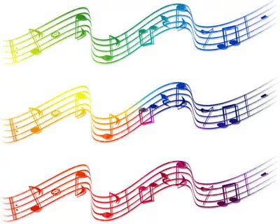 Rainbow Musical Notes ~ Edible 2D Fondant Cake 3 Strip Side Topper ~ D22865 * • $7.98