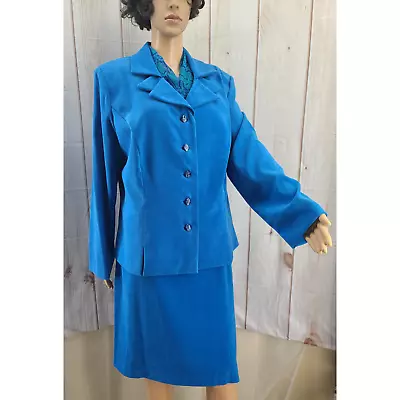 Amanda Smith Dresses Women's 18W Blue Skirt Suit 6 Point Lapel Abalone Buttons • $47.99