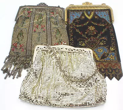 $46.99 • Buy Lot Of Three Vintage Ladies Top Clasp Closure Beaded Evening Handbags No Res 89