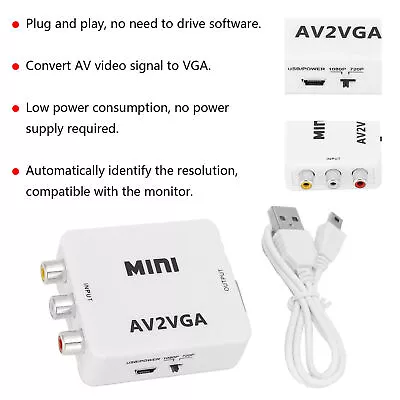 HD 1080P Mini Video Converter AV To VGA Computer To TV Video Adapter With Data • $12.02