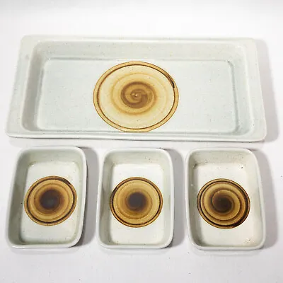 Israel Lapid Ceramic Set Of Trays Serving Vintage Retro Abstract- Made In Israel • $57.77