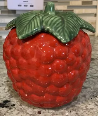 Vintage House Of Webster 70s Strawberry Raspberry Cookie Jar Excellent Condition • $24.99