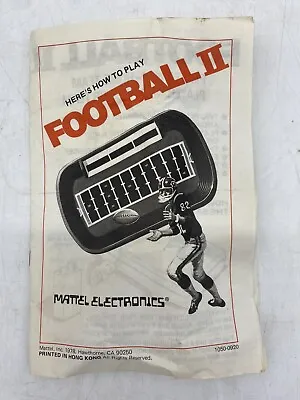 ONLY *INSTRUCTIONS* ONLY For Vintage 1978 Mattel Electronics Football II 2 Game • $14.99