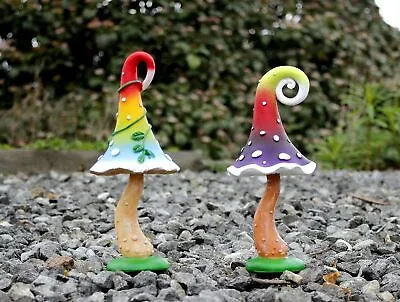 Toadstool Mushroom Fairy Garden Statue Gnome Decoration Ornaments Fungi X2 • £11.99