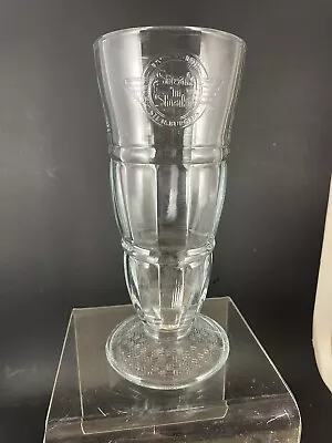 Vintage Steak N Shake Milkshake Malt Tall Heavy Glass Clear EUC Logo Float • $24.99