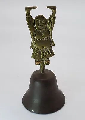 Vintage Brass Figural Happy Buddha Bell Altar Bell • $11.99