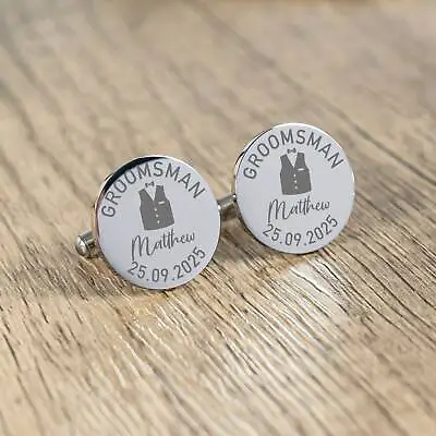 Clone Of Personalised Engraved Groomsman Cufflinks Wedding Role Cufflinks Best • £14