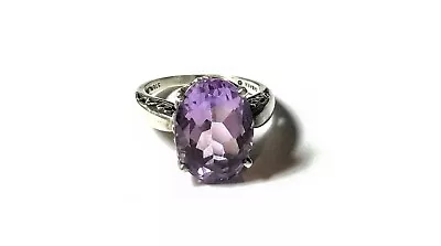 Signed Kabana Oval Amethyst Sterling Silver Ring Size 6 • $54.95