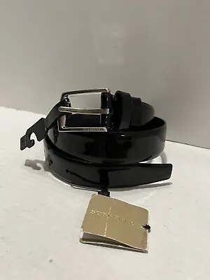 NWT Mens Burberry Henry Black Shiny Patent Leather Belt Made In Italy US 30 $375 • $99.99