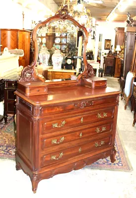 French Antique Louis XV Walnut Marble Top Dresser / Vanity • $3500
