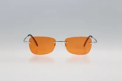 Romeo Gigli RG52501 C Vintage 90s Tinted Orange Lenses Rimless Square Sunglasses • $299.10