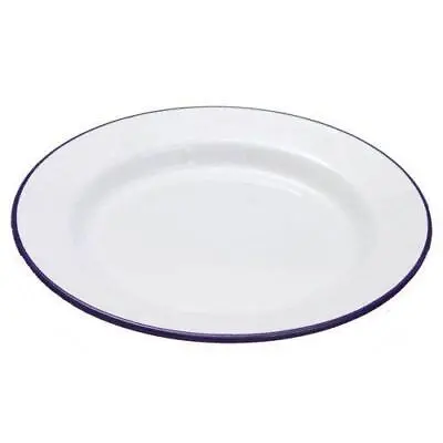 Falcon Enamel Dinner Pie Plate 22cm Blue Rim For Dish Serving Roasting Baking  • £29.99