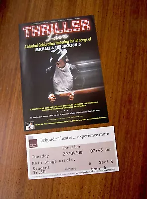 Thriller Live Ticket Flyer Belgrade Theatre 2008 Michael Jackson No Programme • £5.99