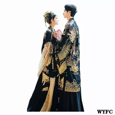 Couples Black Hanfu Sets Traditional Chinese Dress Men Women Cosplay Costumes • $178.28