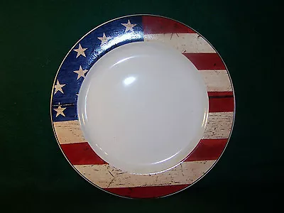 Sakura Warren Kimble Colonial Red White Blue Flag Dinner Plate 10 3/4  • $19.99