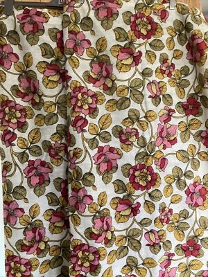 £29.99 • Buy VINTAGE RETRO 60s 70s Floral Curtains 1 Pair Lined Long Length
