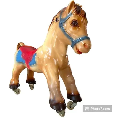Blazon Pony 1965 Child's Miniature Riding Horse 16  Tall With Wheels No Handles • $68.44