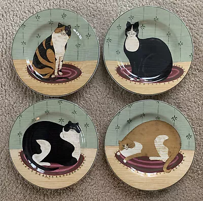 Vintage Sakura Warren Kimble 8” Cat Collection  Plates Salad / Dessert Stonewear • $34.50