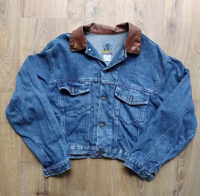 Vintage 90s Naf Naf Denim Jacket Trucker Unisex Spellout Small Mid Wash • £25