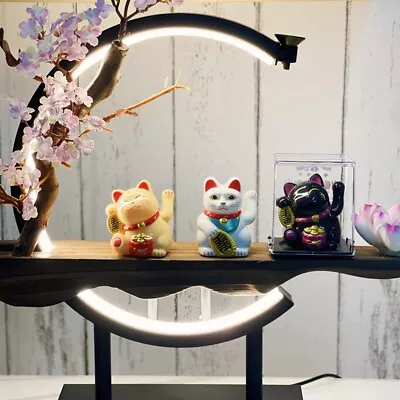 Mini Solar Powered FENGSHUI Lucky Beckoning Waving Cat Maneki Neko 5.2cm Tall • $8.82