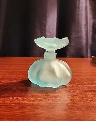  Blue Frosted Satin Glass Perfume Bottle 4  Tall I.W. RiceImported From Japan • $17