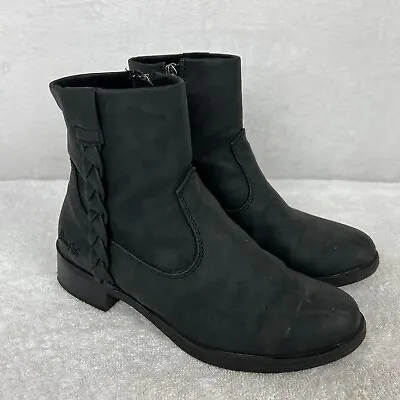 Blowfish Malibu Womens Boots Size 6.5 Braided Trim Slip On Booties Black • $14.95