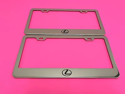 2x LexusLOGO - STAINLESS STEEL Chrome Metal License Plate Frame W/Screw Caps* • $22.88