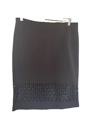 As New Black Cutout Stretch Skuba Fabric Pencil Skirt - Size 12 • £15.63