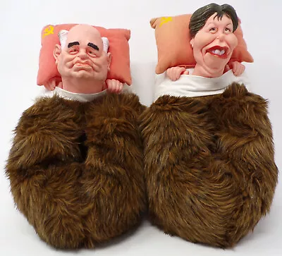 Spitting Image Russian Gorbachev & Wife Novelty House Slippers USSR Figures • $39.95