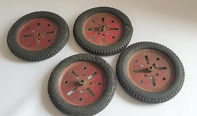**Vintage 1930's Meccano 4 X 19B 3  Dark Red Pulleys And Dunlop Cord Tyres** • £20