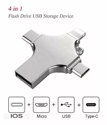 4 IN 1 OTG USB 3.0 Type C Flash Drive Memory Stick For IPhone IPad Android 1TB • £7.06