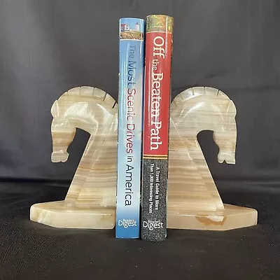 Vintage Onyx / Marble / Stone Trojan Horse Head Bookends • $45