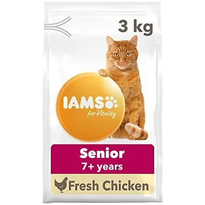 IAMS Complete Dry Cat Food For Senior 7+ Cats With Chicken 3 Kg • £13.86